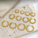 18K Gold Plated Earrings, Stainless Steel & Titanium Steel Hollow Hoops, High-End Versatile Round Wire Ear Cuffs for Women
