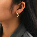 INS Style Stainless Steel Studs, Retro Polished Oval Titanium Steel Ear Cuffs, High-End Minimalist Versatile Earrings for Women