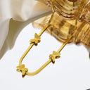 Stainless Steel Sweater Chain, 18K Gold-Plated Versatile Collarbone Chain, French-Style Golden Butterfly Titanium Steel Necklace