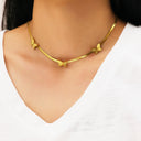 Stainless Steel Sweater Chain, 18K Gold-Plated Versatile Collarbone Chain, French-Style Golden Butterfly Titanium Steel Necklace