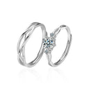 S925 Sterling Silver Love - Entangled Black Hair Couple Rings, Simple Korean - Style Open Moissanite Rings - Ideal Engagement & Wedding Gift