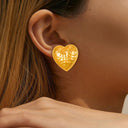INS Influencer Same-Style Jewelry: European American Ruched Stud Earrings & Hammered Ruffled Heart Hoops, Edgy-Cute Minimalist Design