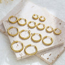 18K Gold Plated Earrings, Stainless Steel & Titanium Steel Hollow Hoops, High-End Versatile Round Wire Ear Cuffs for Women