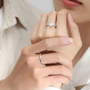 S925 Sterling Silver Moissanite Couple Rings, Minimalist Six-Claw & Plain Band Engagement/Wedding Gift for Girlfriend