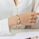 INS Hot - Selling Women's Titanium Steel Bracelet with 18K Gold - Plated Stainless Steel Chain and French - Style Pearls