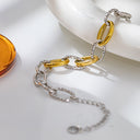 Women's Light Luxury Titanium Steel Bracelet - 18K Plated Color-Blocked Hammered Thick Chain, Non-Fading High-End Jewelry