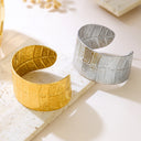 European & American Bold Leaf Texture Open Bracelets & Minimalist Fashion Cool-Tone Bangles - Niche Light Luxury Premium Jewelry