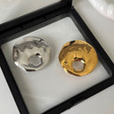 Niche Design Irregular Water Wave Hollow Round Brooch for Women - High-End Exquisite Suit Boutonniere Pin Accessory