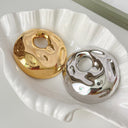 Hot-Selling Korean New Style Round Large Disc Pin - Gold & Silver Irregular Water Wave Brooch Series, Versatile Wholesale