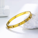 Light Luxury High-End Square Diamond Bracelet - Gold Titanium Steel Buckle for Women