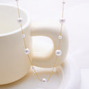 INS French Retro Style Necklace - High-End Gold-Plated Pearl Titanium Steel Sweater Chain, Light Luxury Versatile Women's Collarbone Chain