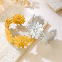 EU & US Cross-Border Retro Temperament Bracelets - Patchwork Petal Titanium Steel Bracelets & INS Flower Open Bangle Jewelry