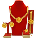 Cross-Border Best-Selling Bridal Jewelry Set, Dubai &amp; Middle East 4-Piece Wedding Jewelry Including Necklace Earrings Bracelet Ring Wholesale