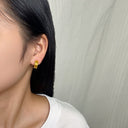 Ins Style 18K Gold Plated Studs, Gold Geometric Multi-Layer Line C-Shaped Stainless Steel & Titanium Steel Hoops