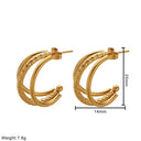 Hot-Selling 18K Gold Plated C-Shaped Hoops, Polished & Hammered Finish Stainless Steel & Titanium Steel Studs