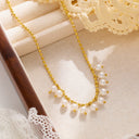 INS French Retro Style Necklace - High-End Gold-Plated Pearl Titanium Steel Sweater Chain, Light Luxury Versatile Women's Collarbone Chain
