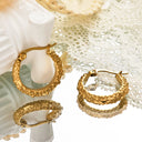 Seaside Vacation Earrings, Gold Stainless Steel & Titanium Steel Big Hoops, Retro Luxury Dopamine Pendant Earrings for Women