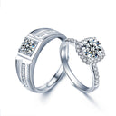 S925 Sterling Silver Sugar Cube Moissanite Couple Rings, Minimalist Quiet Luxury Accessories - Perfect Valentine's Gift