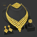 Wholesale 24K Gold Bridal Jewelry 4-Piece Set for Nigeria & Dubai, Necklace Earrings Bracelet Ring