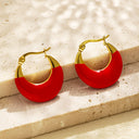 INS Style Stud Earrings, Colorful Chubby U-Shaped Hoops with Enamel & Resin, Titanium Steel Jewelry (Wholesale) for Women