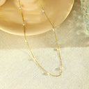 High-End Elegant Titanium Steel Necklace - Minimalist Geometric Pearl Bead Tassel Women's Jewelry