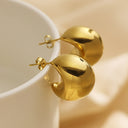 Cross-Border High-End Minimalist Crescent Ear Cuffs, Gold Hollow Teardrop Stainless Steel & Titanium Steel Studs for Women