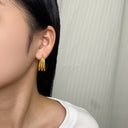 INS Style 18K Gold Plated Earrings, Multi-Layered Circle & U-Shaped Ear Cuffs, Minimalist Versatile Titanium Steel Hoops (Wholesale)