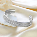 Niche Design Two-Tone Stainless Steel Bracelet - Wholesale Fashion Embossed Hammered & Polished C-Shaped Open Bangle