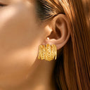 Women's 18K Gold Plated Stainless Steel Earrings: European American Retro Style, Niche Irregular Design, Versatile & 个性 Accessories