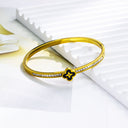 Light Luxury High-End Square Diamond Bracelet - Gold Titanium Steel Buckle for Women