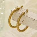 Cool-Tone Minimalist Versatile Mesh Circle Studs, Gold Stainless Steel & Titanium Steel Earrings for Women