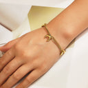 High-End 18K Vacuum-Plated Stainless Steel Bracelet - Titanium Steel Crescent Moon Disc & Octagram Pendant Jewelry for Women