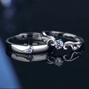 S925 Sterling Silver Angel Wings Moissanite Couple Rings, INS Minimalist Open Engagement/Wedding Ring Settings