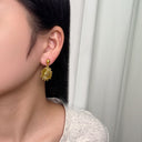 Stainless Steel Earrings - 18K Gold Plated Sunflower Design, Oversized Sunflower Titanium Steel Dangles for Women