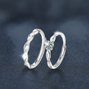 S925 Sterling Silver Twisted Moissanite Couple Rings, Korean-Style Minimalist Adjustable Open Bands for Men & Women