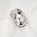 Cold-Front Style Jewelry - Irregular Wide-Face Hammered Texture Bracelet with Oval Spring Clasp, Retro Wristband for Women