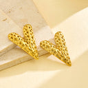 Retro Elegant Square Titanium Steel Earrings, European American Metal Creative Studs, Bold Minimalist Oil-Pressed Earrings for Women