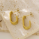 Ins Style Titanium Steel Earrings, Geometric Multi-Layer U-Shaped Minimalist Studs, Retro Unique Gold Jewelry for Wholesale Women
