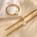 INS Vibe Gold Queen Bracelet - High-End Titanium Steel Bangle with White Mother-of-Pearl for Women