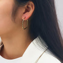Vacuum Plating Titanium Steel Earrings, Retro Gold Big Chunky Hoops, High-End Exaggerated Ear Cuffs for Women