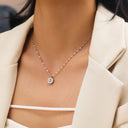 INS Vibe High-End Stainless Steel Necklace - Minimalist Roman Numeral Zircon Pendant Collarbone & Sweater Chain