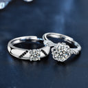 S925 Sterling Silver Original Moissanite Couple Rings, INS Style Open Bands for Wedding & Suit, Hand Jewelry