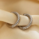 Ins Style 18K Gold Plated Versatile Hoops, C-Shaped Twist Thread Plain Stainless Steel & Titanium Steel Studs