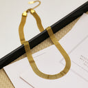 Cross-Border Viral Necklace - 18K Gold-Plated Vacuum Electroplated Collarbone Chain, Wide Mesh Hollow Braided Necklace