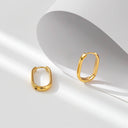 Luxury Korean-Style Earrings, Minimalist Gold Bean U-Shape Oval Hoops, Commute Ins Cool-Tone Ear Cuffs for Women