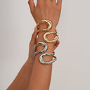 Niche Design Exaggerated Irregular Geometric Double - Layer Wide - Face Bracelet, Hollow - Out Embracing Wristband for Women