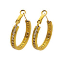 INS Style Gold Round Earrings, Titanium Steel & Stainless Steel Hoops, High-End Lightly Inlaid Colored Cubic Zirconia Jewelry for Women