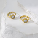 Korean-Style New Design Earrings, 18K Gold Plated Stainless Steel Geometric Zircon Earrings, Elegant Versatile Jewelry for Women