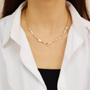 INS French Retro Style Necklace - High-End Gold-Plated Pearl Titanium Steel Sweater Chain, Light Luxury Versatile Women's Collarbone Chain