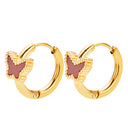Best Selling Butterfly Earrings, 18K Gold Enamel Resin Oil Drip Hoops, Stainless Steel & Titanium Steel Fashion Versatile Jewelry for Women